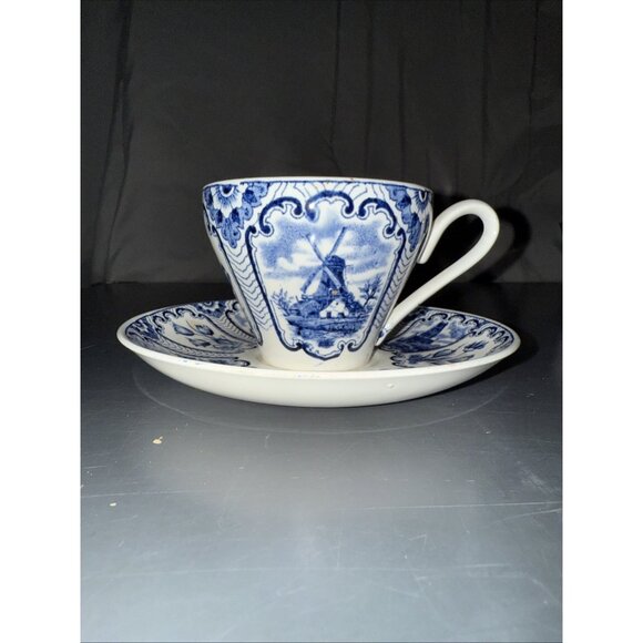 Vintage Royal Sphinx Maastricht Holland Cup & Saucer Windmill Tulips Sailboat - Picture 2 of 8